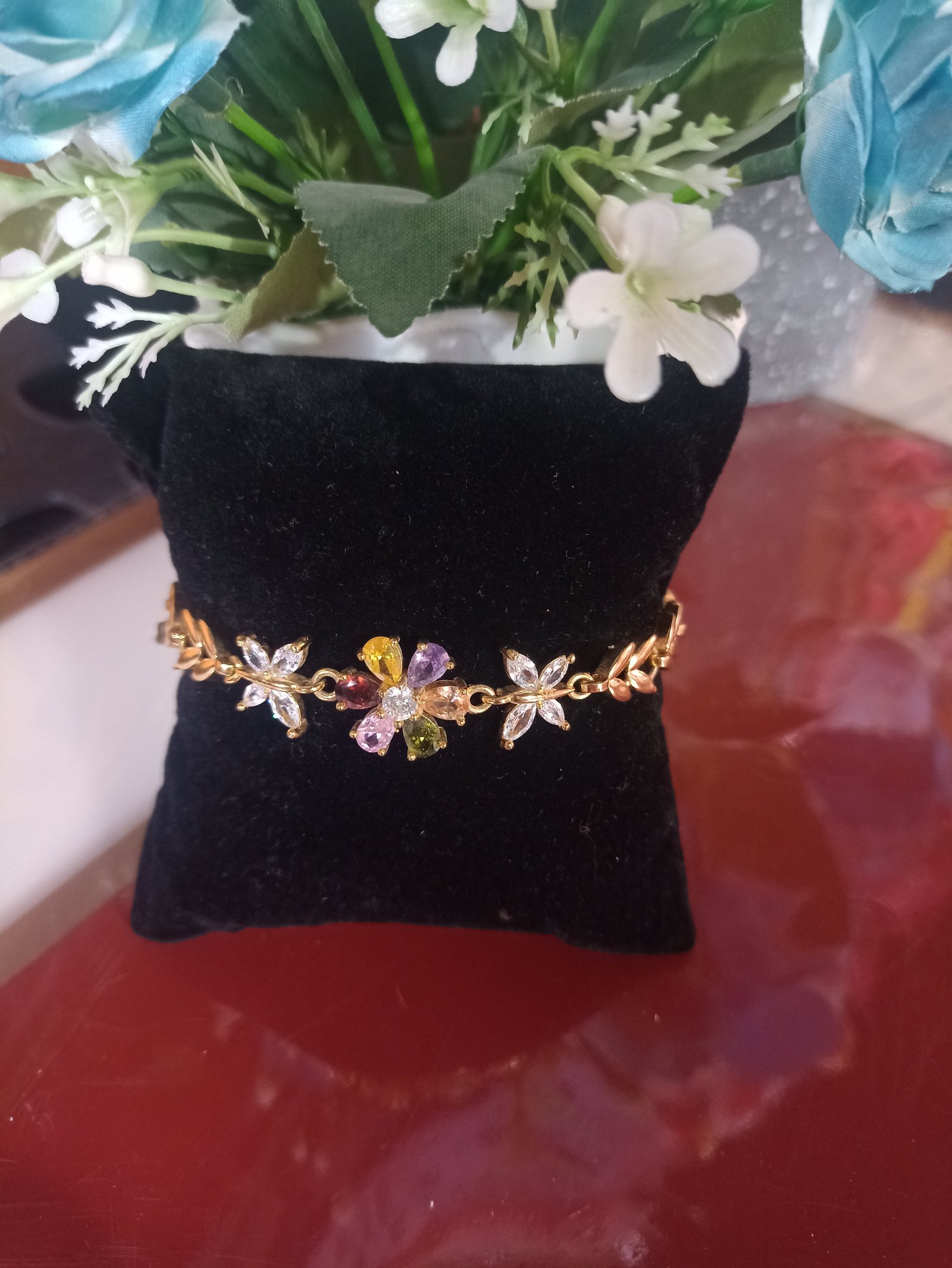 Brazalete flor circonias de colores